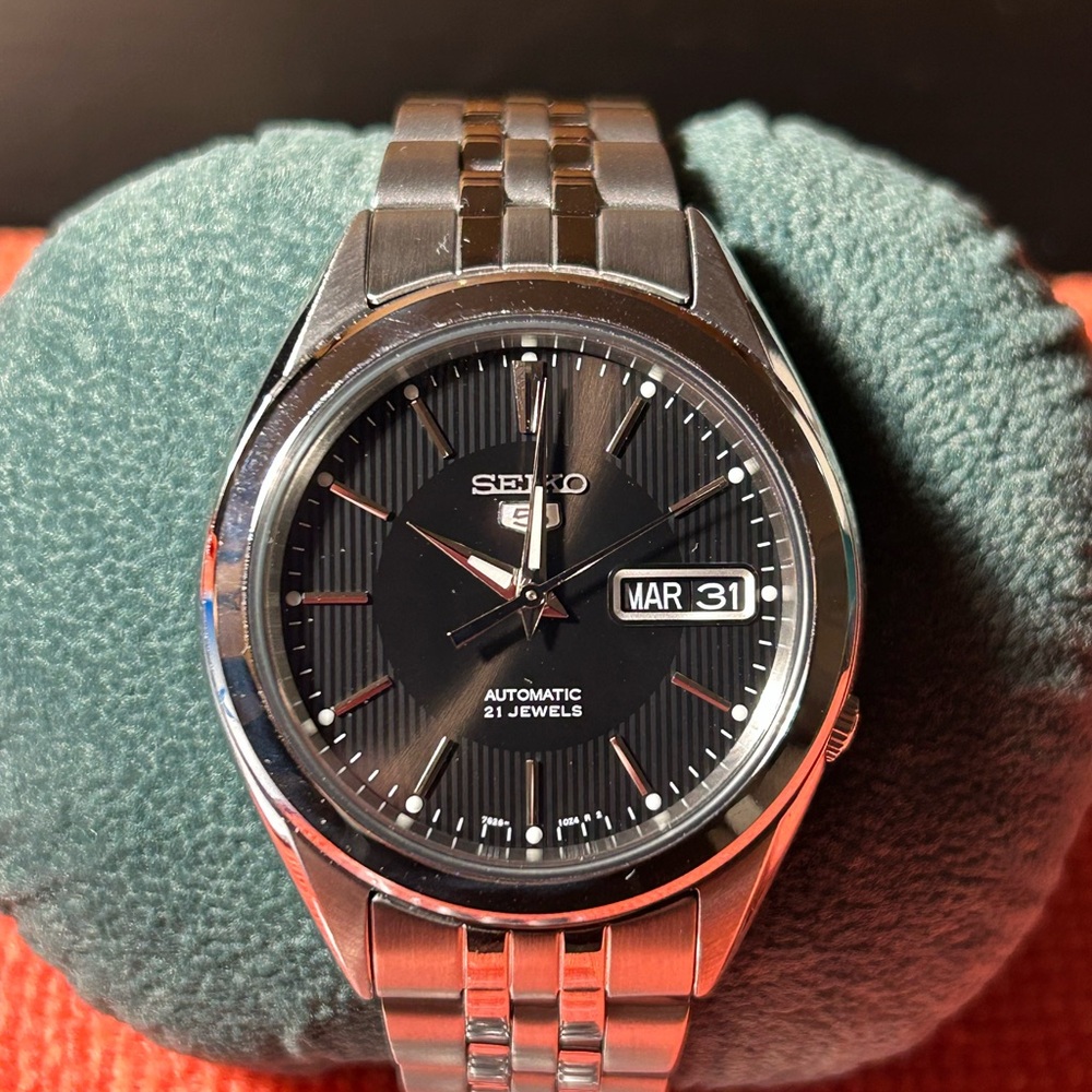Seiko black dial automatic watch
